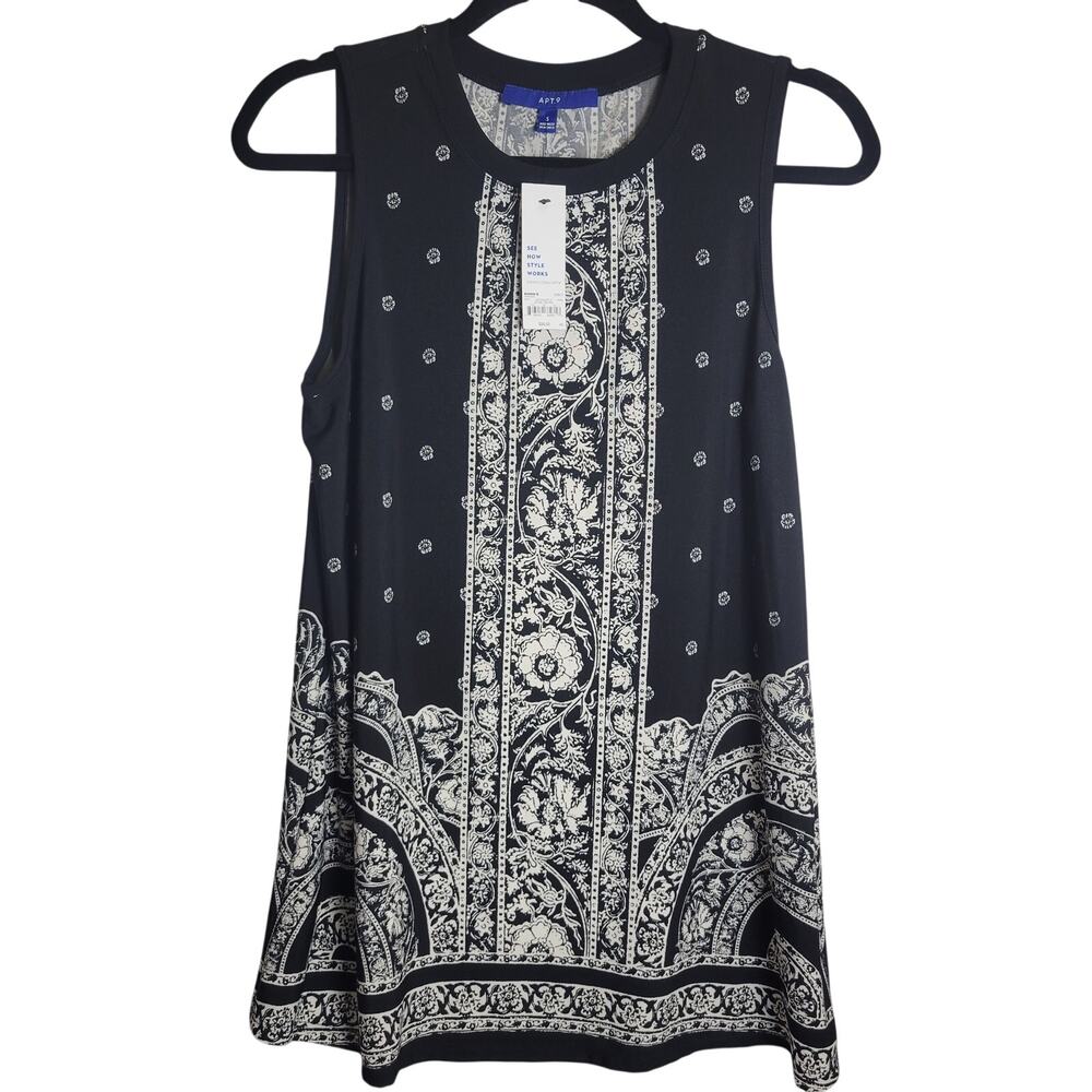 Apt. 9 Black & White Tank Blouse Shirt NEW Womens Size Small